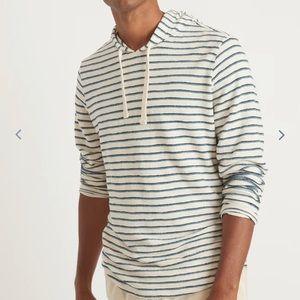 Marine Layer Cream & Shades of Blue Striped Hoodie Pullover Size Medium